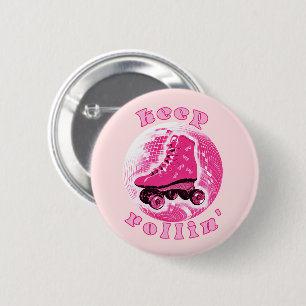 Cute Meisjesachtige Roze Roller Schaats Blijf Roll Ronde Button 5,7 Cm