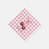 Cute Meisjesachtige Strik Kersen Roze Gingham Geru Servet (Hoek)