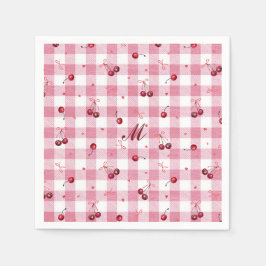 Cute Meisjesachtige Strikken Kersen Roze Gingham P Servet