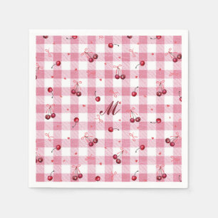 Cute Meisjesachtige Strikken Kersen Roze Gingham P Servet