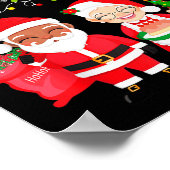 Cute Melanin Santa & Mrs Claus Interracial Fam Poster (Hoek)