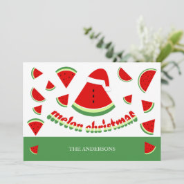 Cute Meloen Prettig Kerst Illustratie Feestdagenkaart