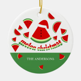 Cute Meloen Prettig Kerst Illustratie Keramisch Ornament