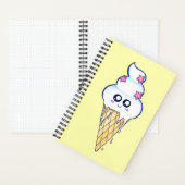 Cute Melting Ice Cream Cone, Kawaii Cartoon Notitieboek (Binnen)