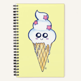 Cute Melting Ice Cream Cone, Kawaii Cartoon Notitieboek