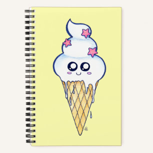 Cute Melting Ice Cream Cone, Kawaii Cartoon Notitieboek