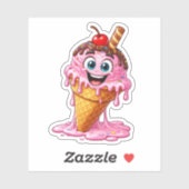 Cute Melting Ice Cream Custom-Cut Vinyl Sticker (Vel)