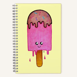 Cute Melting Pink Popsicle, Kawaii Cartoon Notitieboek