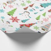 Cute Melting Snowman Funky kerstbomen Cadeaupapier (Hoek)