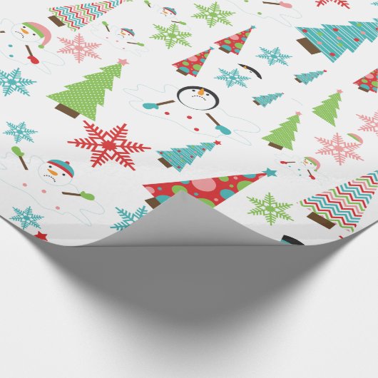 Cute Melting Snowman Funky kerstbomen Cadeaupapier (Hoek)