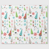 Cute Melting Snowman Funky kerstbomen Cadeaupapier (Vlak)