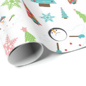 Cute Melting Snowman Funky kerstbomen Cadeaupapier (Rol Hoek)
