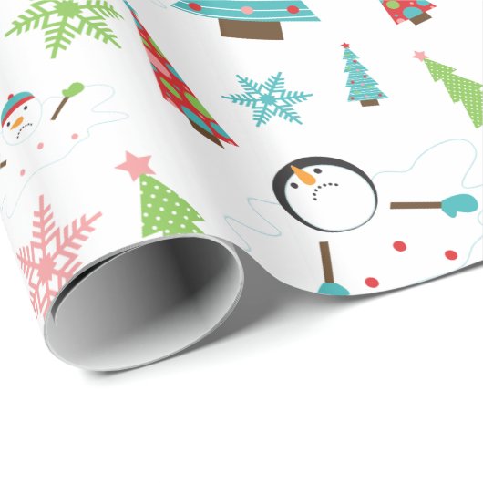 Cute Melting Snowman Funky kerstbomen Cadeaupapier (Rol Hoek)