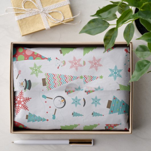 Cute Melting Snowman Funky kerstbomen Tissuepapier (Geschenk)