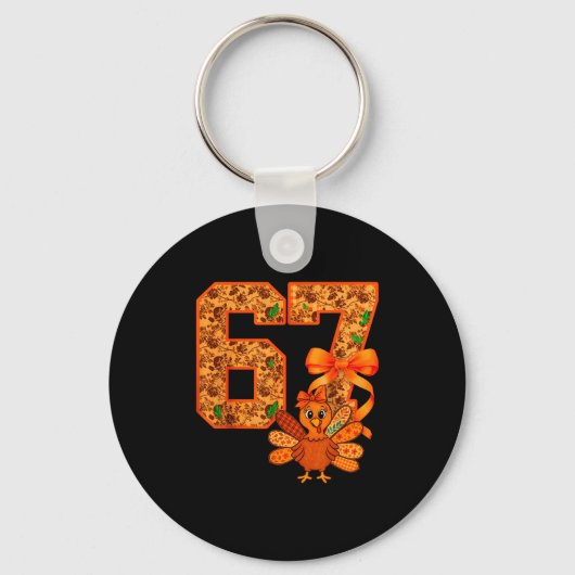 Cute Meme 67 Coquette Bow Turkey Thanksgiving Aest Sleutelhanger (Voorkant)