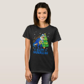 Cute Menorasaurus Rex Dinosaur Tree Christmas Happ T-shirt (Voorkant volledig)
