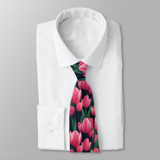 Cute Mens Accessories Tulip Floral Stropdas (Gebonden)