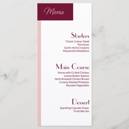 Cute Menu Sweet 16 Aangepast Plat Menu (Voorkant)
