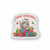Cute Meow Christmas Kitty Sticker (Voorkant)