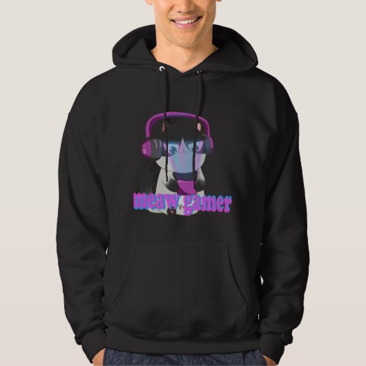 Cute Meow Gamer Cat - Kawaii Gaming Kitten Hoodie (Voorkant)