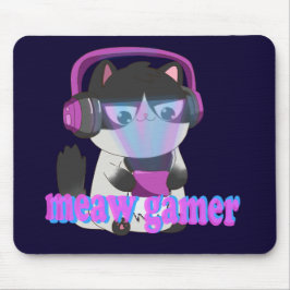 Cute Meow Gamer Cat - Kawaii Gaming Kitten Muismat