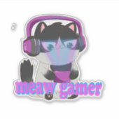 Cute Meow Gamer Cat - Kawaii Gaming Kitten Sticker (Voorkant)