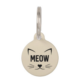 Cute Meow Gepersonaliseerde Kat Identificatieplaat Huisdierpenning