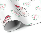 Cute Meow Kerstmis Kitten met Santa Hat Cadeaupapier (Rol Hoek)