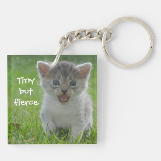 Cute Meow Kitten Tiny, maar Fierce Sleutelhanger (Achterkant)