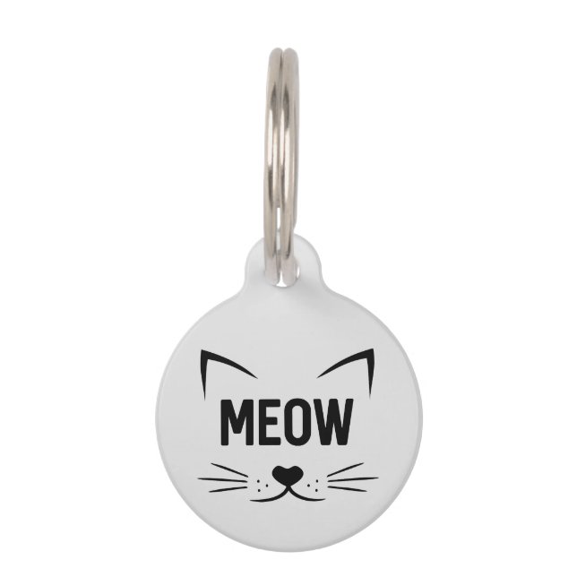 Cute Meow Personalized Gray Cat Label Huisdierpenning (Voorkant)