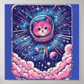 Cute Meowstranaut Kat Poster – Space Kat Wand Kuns (Voorkant)
