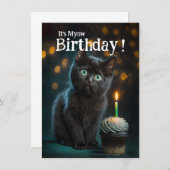 Cute Meowy Birthday Invitation,  Kaart (Voorkant / Achterkant)