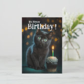 Cute Meowy Birthday Invitation,  Kaart (Staand voorkant)