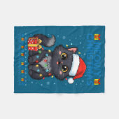 Cute Meowy Christmas Cat – Kawaii Holiday Kitty Te Fleece Deken (Voorkant (Horizontaal))