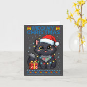 Cute Meowy Christmas Cat – Kawaii Holiday Kitty Te Kaart (Gele Bloem)