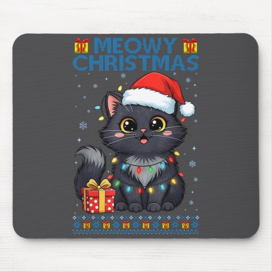 Cute Meowy Christmas Cat – Kawaii Holiday Kitty Te Muismat (Voorkant)