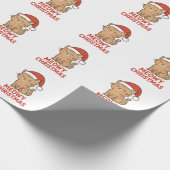 Cute Meowy Christmas Cat Santa Hat Cadeaupapier (Hoek)