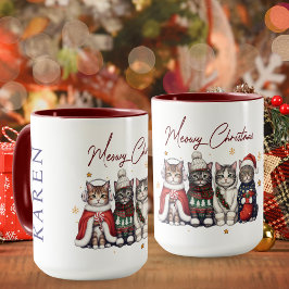 Cute Meowy Christmas Catmas Personalized Cat Mug Mok