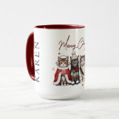 Cute Meowy Christmas Catmas Personalized Cat Mug Mok (Voorkant links)