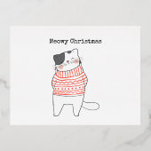 Cute Meowy Christmas Folie Feestdagen Briefkaart (Voorkant)