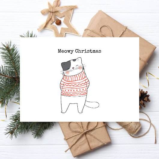 Cute Meowy Christmas Folie Feestdagen Briefkaart