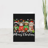 Cute Meowy Christmas Light Santa Hat Xmas Decorati Kaart (Voorkant)