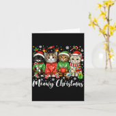 Cute Meowy Christmas Light Santa Hat Xmas Decorati Kaart (Gele Bloem)