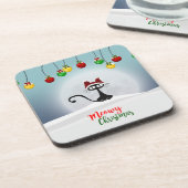 Cute Meowy kerstbagage Bier Onderzetter (Linkerzijde)