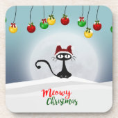 Cute Meowy kerstbagage Bier Onderzetter (Voorkant)