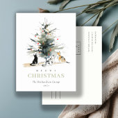 Cute Meowy Kerstboomkatten Bedrijfslogo Feestdagenkaart