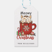 Cute Meowy kerstchocolade koffie Cadeaulabel (Achterkant)