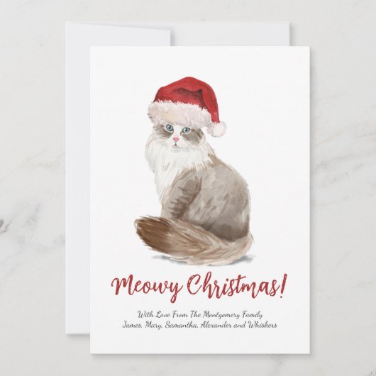 Cute Meowy kerstkat - Aangepast Feestdagenkaart (Voorkant)