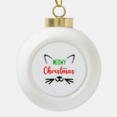 Cute Meowy kerstkat Face Keramische Bal Ornament (Voorkant)
