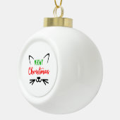 Cute Meowy kerstkat Face Keramische Bal Ornament (Rechts)